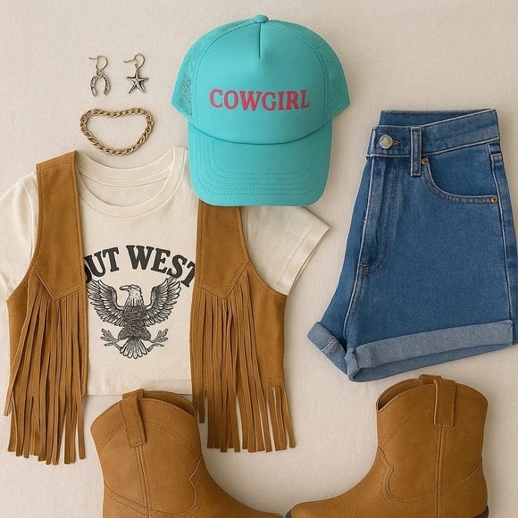 NEW Cowgirl Turquoise Trucker Hat OS - Picture 2 of 6